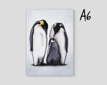 Penguin Notebook, Sketchbook, A6 Paperback Journal, Christmas Penguin Gifts, Festive Stationery, Seasonal Notebook, Xmas Gifts for Writers