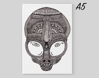 Alien Journal A5 Lined /Plain | Sci-fi, Space Stationery, Extraterrestrial Gift; Ideal Stocking Filler/Secret Santa | Jenny Pond JPArtwork