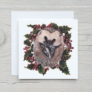 Kerstkaart egel | Schattige egelkaart, blanco binnenkant | Brits wildcadeau voor dierenliefhebbers | UK Shop, Jenny Pond, JP Artwork
