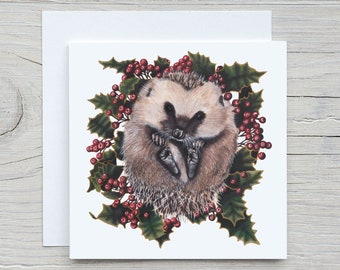 Hedgehog Christmas Card | Cute Hedgehog Card, Blank Inside | British Wildlife Gift for Animal Lovers | UK Shop, Jenny Pond, JP Artwork