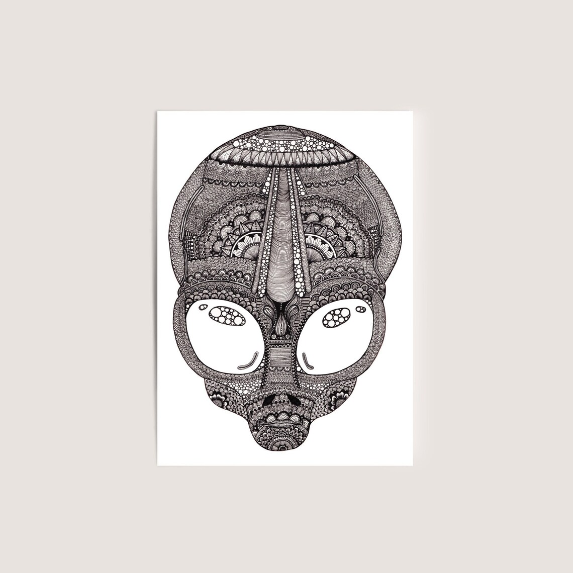 Alien Head Mini Print Postcard 5x7 Sci-fi Outer | Etsy