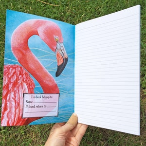 Flamingo Notebook, Flamingo Paperback Note Pad, Flamingo Gifts, Pink Stationery, A5 Bird Journal, Pink Flamingo Painting, Tropical Bird Art Lined