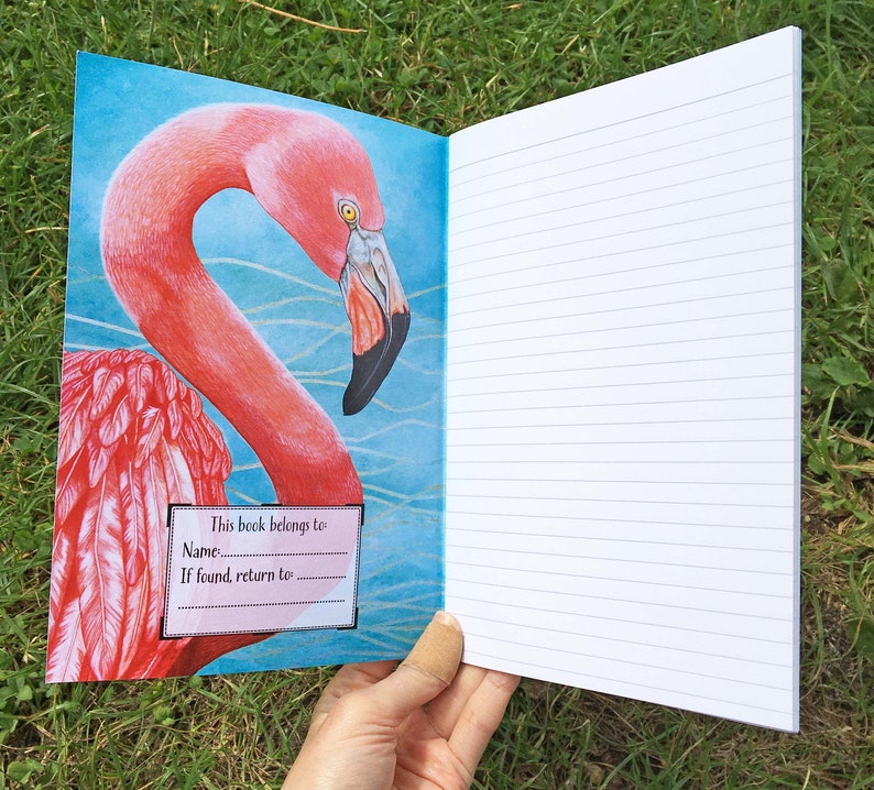 Flamingo Notebook, Flamingo Paperback Note Pad, Flamingo Gifts, Pink Stationery, A5 Bird Journal, Pink Flamingo Painting, Tropical Bird Art Lined
