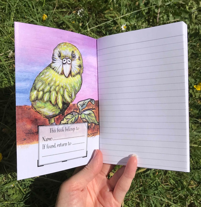 Kakapo A6 Journal Plain or Lined Cute Kakapo Parrot Stationery Gift Little Pocket Notebook/Sketchbook Jenny Pond, JPArtwork image 2