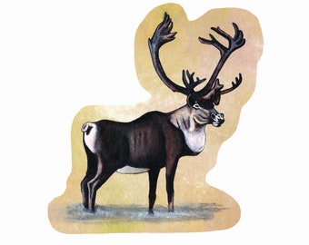 Reindeer Sticker, Rudolph Christmas Sticker, Waterproof Vinyl, Cute Caribou, Reindeer Gifts, Laptop/Planner/Water Bottle Sticker, Canadian