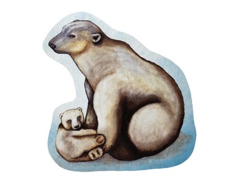 Polar Bear Sticker, Cute Bear Sticker, Christmas Sticker, Waterproof Vinyl, Laptop/Planner/Water Bottle Sticker, Mum and Baby Sticker