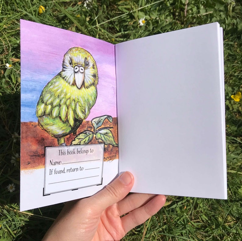 Kakapo A6 Journal Plain or Lined Cute Kakapo Parrot Stationery Gift Little Pocket Notebook/Sketchbook Jenny Pond, JPArtwork image 3