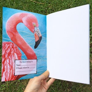 Flamingo Notebook, Flamingo Paperback Note Pad, Flamingo Gifts, Pink Stationery, A5 Bird Journal, Pink Flamingo Painting, Tropical Bird Art Plain