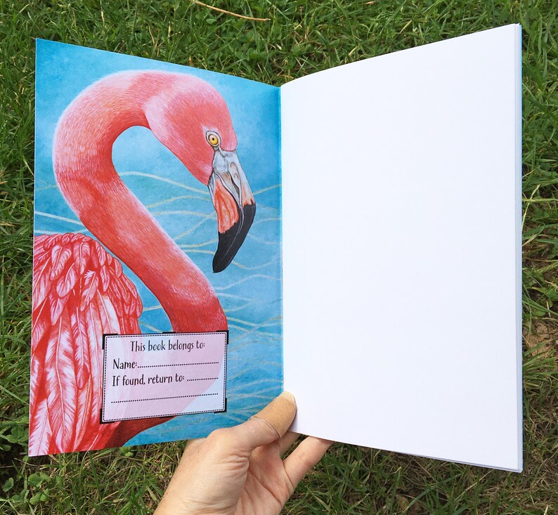 Flamingo Notebook, Flamingo Paperback Note Pad, Flamingo Gifts, Pink Stationery, A5 Bird Journal, Pink Flamingo Painting, Tropical Bird Art Plain