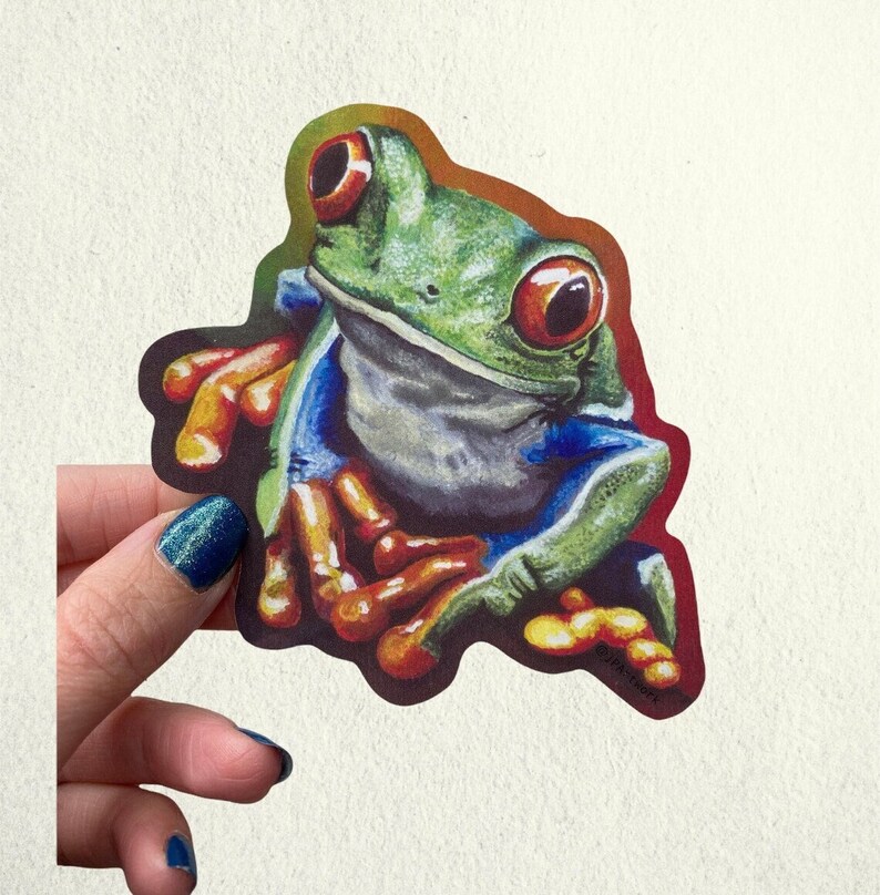 Frog Sticker, Water Bottle Decal, Tree Frog Vinyl sticker for laptops/planners, Cute Frog Gifts, Froggy Sticker, Waterproof, Scrapbook Hand-cut