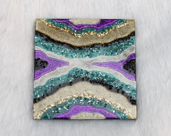 10 x 10 Geode Resin Artwork, A River Runs Through It
