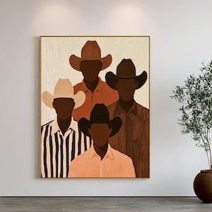 Abstract Cowboy Hat Canvas Wall Painting, Modern Minimalist Western Pop Art