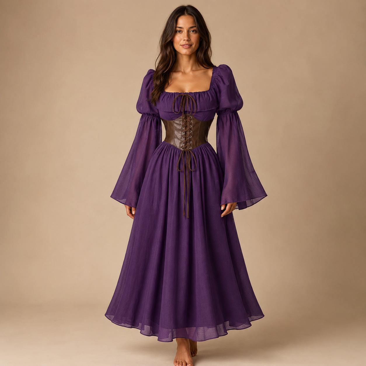 purple and brown dress maker supplies Velvet dress with embroidered Grootte:9 top birthday parties