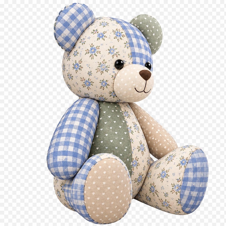 Nähvorlage „Erinnerungsbär“ (PDF), Patchwork-Teddybär zum Andenken, A4 & US Letter Bild 3