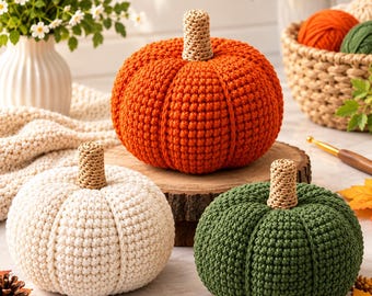 Mini Crochet Pumpkin Pattern PDF, Easy Ribbed Amigurumi Pumpkin Pattern, Small Autumn Table Decor, Beginner Thanksgiving Crochet Project