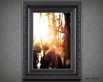 Sunbeams nude photo print "The Sunshower" Mirror mask, nautical artwork, fairytale fantasy series, "The Masquerade" by Chris Guarino