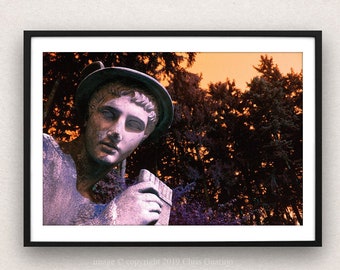 Greek god print, "Hermes Print"  mythology statue photography, hermes picture with pan flute