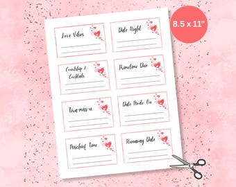 Cupones para citas románticas, tarjetas de amor, cupones imprimibles para parejas