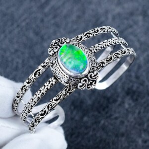 Australian Triplet Opal Cuff Bracelet Opal Gemstone Cuff Handmade 925 Sterling Silver Cuff Colorful Fire Opal Jewelry Statement Gift For Her