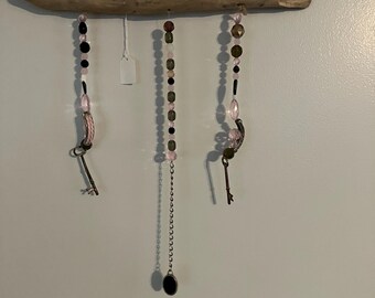 サンキャッチャー - ピンクと黒、鍵付き