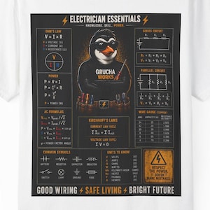 Electrician Essentials Shirt, Electrical Formula Cheat Sheet Tee, Engineering Student Gift