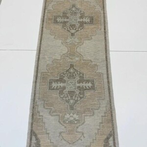 Oushak-Läufer (120 x 300 cm), Vintage-Teppich aus türkischer Wolle, beiger Wollläufer, traditioneller Orientteppich (90 x 360 cm), Flurläufer, Boho-Wohndekoration, 90 x 360 cm, 90 x 330 cm