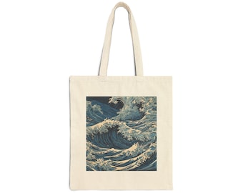 Ukiyo-e Ocean Wave Tote Bag - Traditional Print