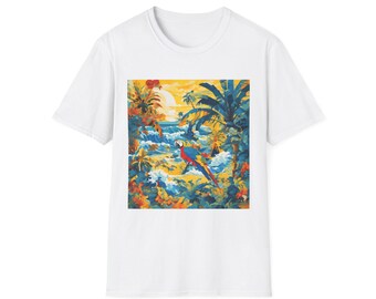 Tropical Maximalist T-Shirt | Vibrant Collage Design