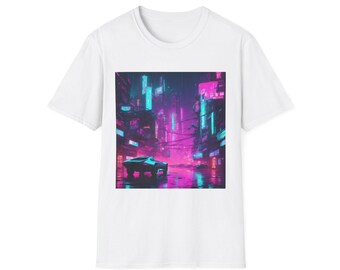 Cyberpunk Vaporwave T-Shirt | Glitchy Cityscape