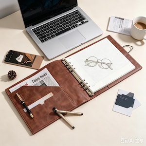 Raccoglitore ad anelli a 6 scomparti in similpelle, portassegni formato A4, copertina per taccuino con rilievo, album fotografico, agenda di viaggio personalizzata - Regali