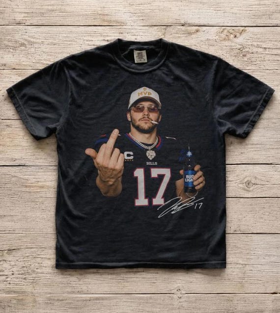 Josh Allen Shirt, Buffalo Football Fan Graphic Shirt,  Josh Allen Middle Finger Vintage Bootleg Graphic T-Shirt