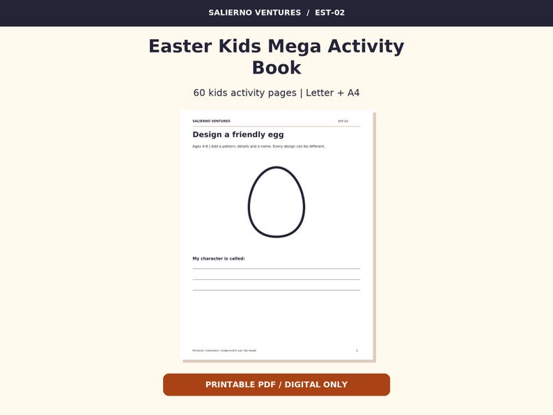 Easter Kids Mega Activity Book Printable, 60 Kids Activity Pages ...
