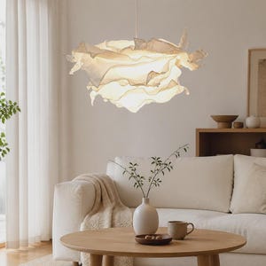 Lámpara de techo japonesa estilo Japandi Wabi Sabi con pantalla de papel hecha a mano