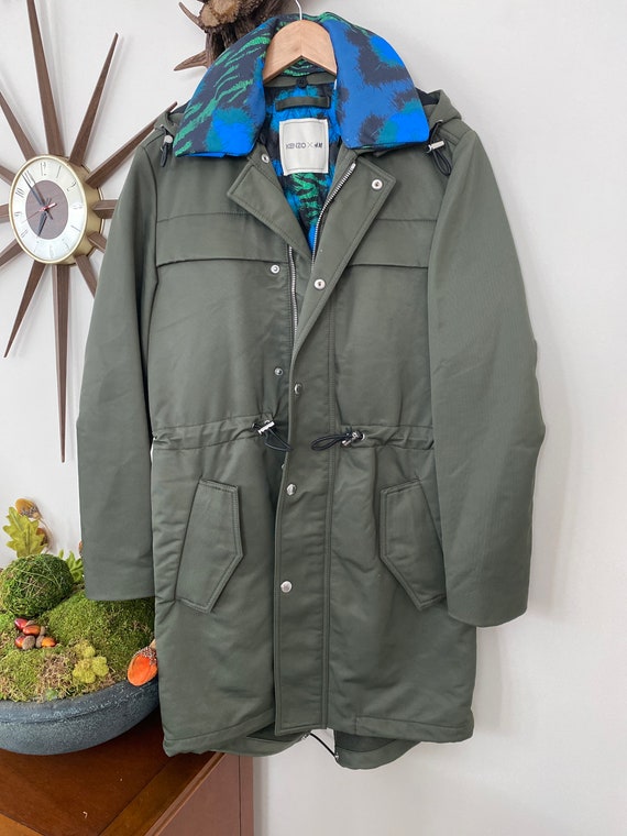 Kenzo X H&M Hunter Green Ski Coat w removable hood and collar