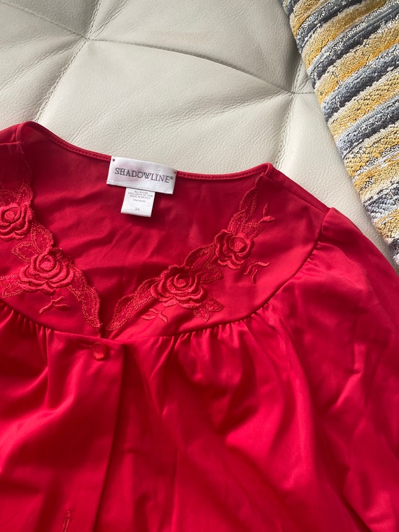 Red Rose Vintage Lingerie Bed Jacket - image 2