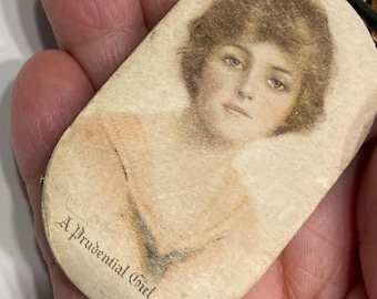 Vintage 1910s Prudential Insurance Victorian Girl Pin Cushion