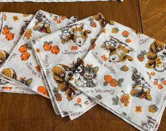 Wag’s ‘n Whiskers large Fabric Napkins -set of 4