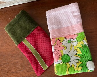 Hand crafted eye glass case set- vintage fabrics