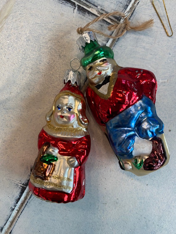 ヴィンテージのミスター＆ミセス・クラウスのクリスマスオーナメント