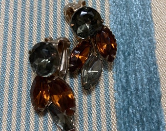 Pendientes de clip de cristal vintage