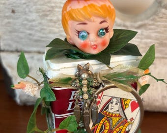 Vintage Handmade ‘Spice Girl’ Tin Decor-queen of hearts