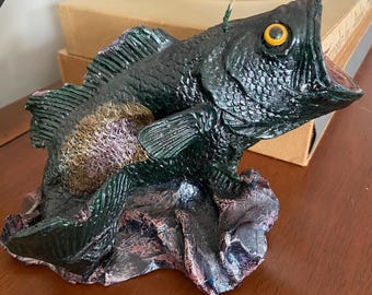 Vintage Large Mouth Bass Wax Candle figure