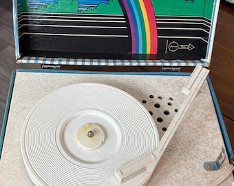 Tocadiscos portátil Rainbow Party Time de Dre Jay Corp. Imperial SP11e de la década de 1960