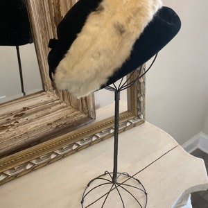 Vintage Pillbox Hat with Fur Trim