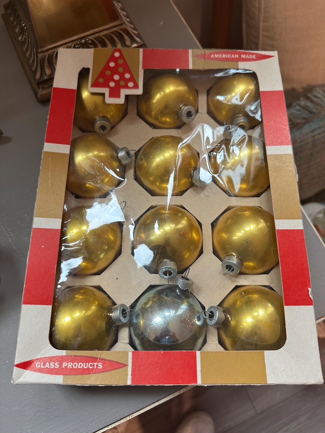 Vintage Box of 12 Glass Christmas Ornaments - Etsy