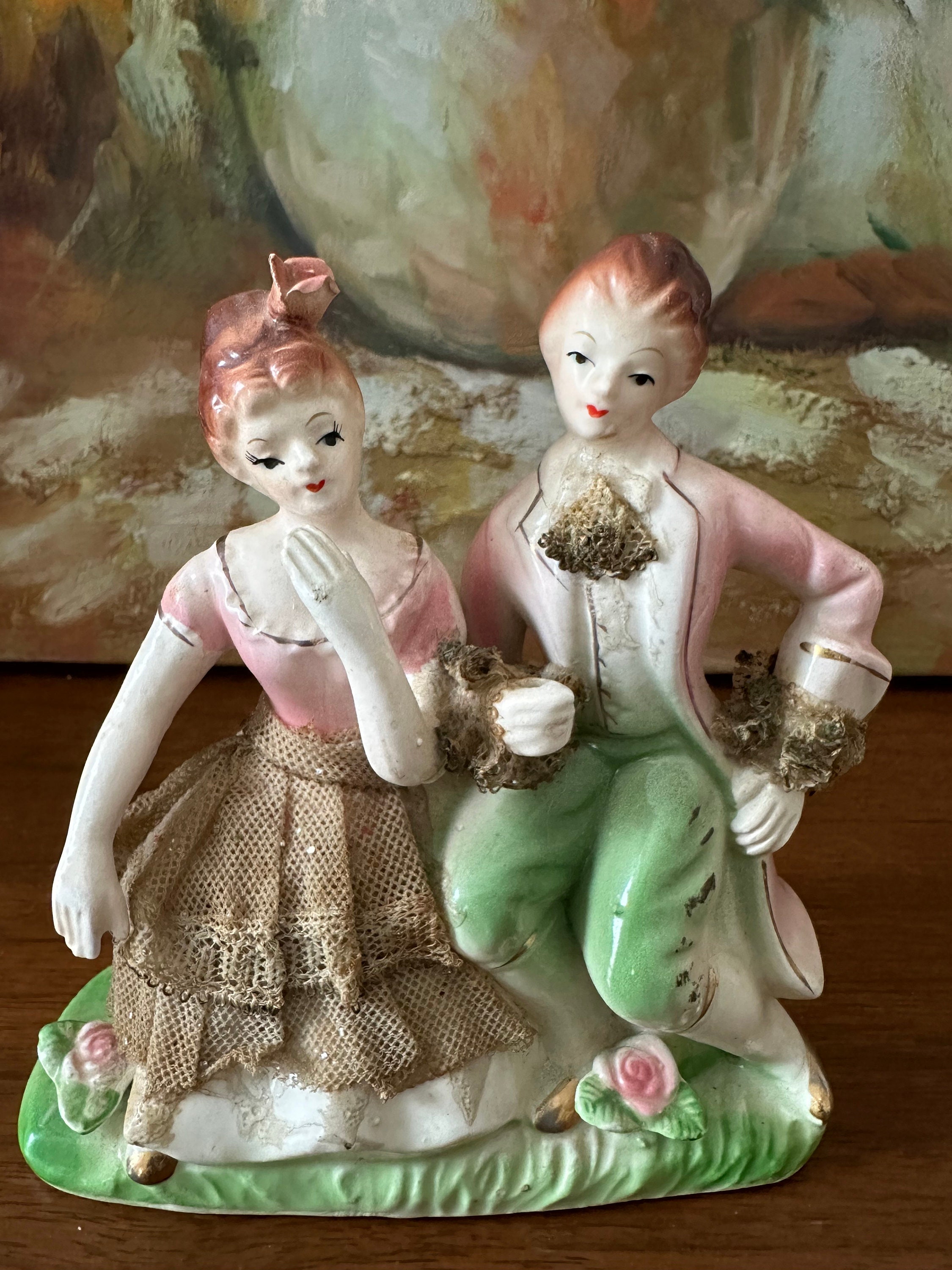 ペア人形 Vintage Ceramic French Couple Figurine - Etsy Hong Kong