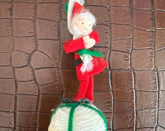 Vintage Felted Santa Ornament