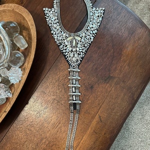 Vintage Haute Hippie Crystal Adorned Bib Necklace