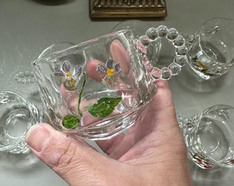 手描き装飾グラス 5個セット ヴィンテージ手描きパンチグラス6個セット - Etsy 日本