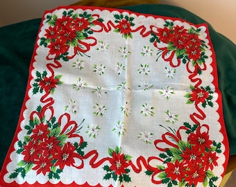Vintage Cotton Christmas Hankie